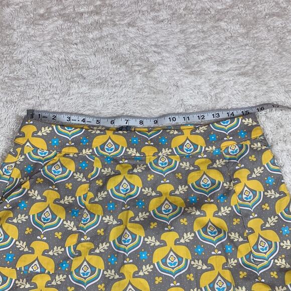 Blue Platypus yellow and grey patterned midi skirt, L B2B1 - Picture 5 of 7
